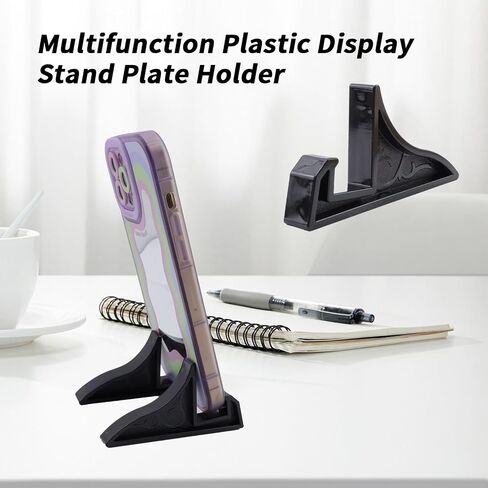 Semetall 2 Pack Multifunction Plastic Display Stand Plate Holder,Small Picture Frame Holder (Black) in Kuwait
