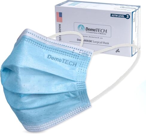 DEMETECH ASTM Level 3 Highly Protective 3 Layer Face Mask with Ear Loops - Made in the USA, Pack of 50 in Kuwait