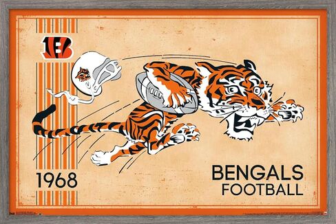 Trends International NFL Cincinnati Bengals - ملصق حائط بشعار ريترو 14، 22.37 بوصة × 34.00 بوصة، إصدار ممتاز غير مؤطر in Kuwait