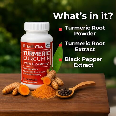 Health Plus Turmeric Curcumin, 90 Capsules, 30 Servings in Kuwait