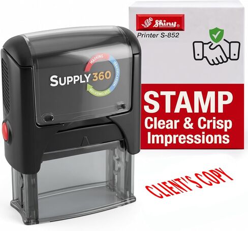 AS-IMP1001 - Client S Copy, Heavy Duty Commerical Quality Self-Inking Rubber Stamp, Red Ink, 9/16" x 1-1/2" Impression Size, Laser Engraved for Clean, Precise Imprints in Kuwait