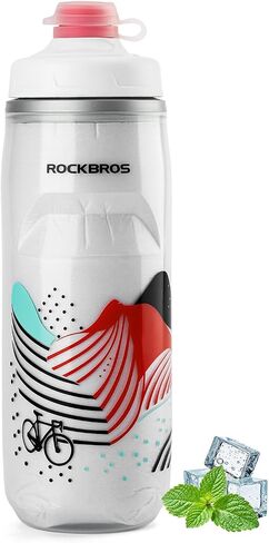 زجاجة مياه للدراجة من ROCKBROS، زجاجة مياه معزولة للدراجة سعة 21 أونصة خالية من مادة BPA، زجاجة مياه رياضية مضادة للتسرب، تحافظ على برودة الماء لمدة 5 ساعات in Kuwait