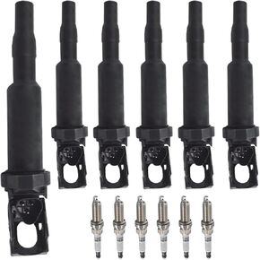 Autowxjq Ignition Coil Iridium Spark Plugs Set of 6pcs UF592 C1638 Compatible with BMW 135i 335i 435i 535i 640i 740i 740Li M235i xDrive X1 X3 X5 X6 M3 Z4 3.0L V6