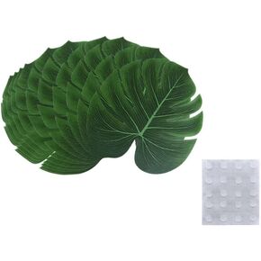 36Pcs Artificial Tropical Palm Leaves Large Size Bonus 2 Sheets/40pcs Dot Glues,Fake Faux Palm Leaves Hawaiian Party Jungle Beach Theme Decorations Table Leave Accessories Decors （36 Large Leaves）