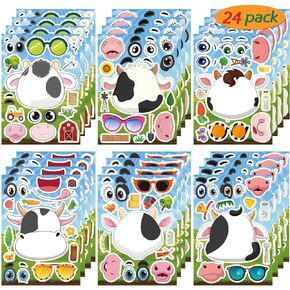 24 PCS Dinosaur Sticker for Kids, Make Your Own Dinosaur Sticker Sheets 12 Design Boy Girl Toddlers Stickers, Dinosaur Party Favors Supplies Art Craft, Birthday Gift, Teacher Classroom Reward