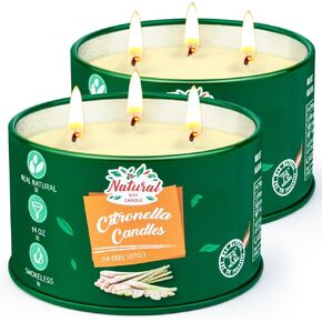 Citronella Candles Outdoor - Large 2 * 14oz Natural Soy Summer Candles (Total 28oz), 150 Hours Long Lasting Burning Outdoor Candles for Home Garden Patio Balcony Yard