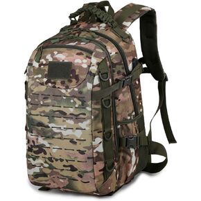 Heavy duty zipper military backpack Outdoor Tactical Backpack Nylon canvas backpack，hiking camping travel Backpack， 3-day backpack，water resistant (01#khaki)