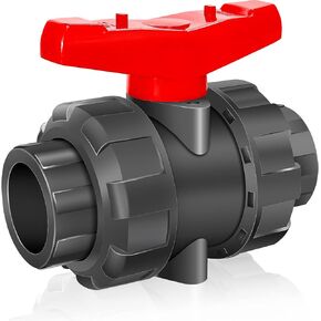 3/4" Slip UPVC Socket End True Union Ball Valve, Double Union Ball Valve with Full Port, 3/4inch PVC Ball Valve Slip with Reversible PTFE Seat for Pipe,Pool,Hose (3/4"UPVC with 2pcs EPDM O-rings)
