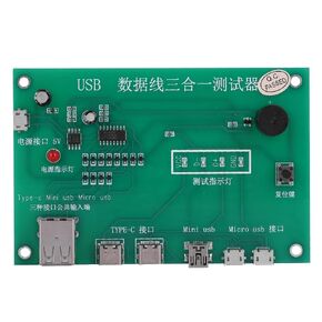 USB Cable Triad Tester, 3-in-1 Data Wire Test Fixture Precise Type-C/Mini USB/Micro-USB USB Cable Triad Tester for Testing Research