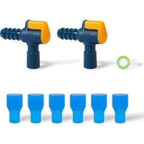 6pcs Bite Valve Replacement for Camelbak, Hydration Pack Mouthpiece with 2 Angled Tube Connector and O-Ring Replacement Parts for Camelbak Backpack Water Reservoir