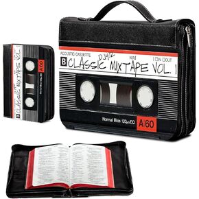 أغطية الكتاب المقدس روسي للنساء من جلد البولي يوريثان بغطاء الكتاب المقدس حقيبة الكتاب المقدس حقيبة حمل الكتب حقيبة الكنيسة مع مقبض وجيب كبير الحجم بسحاب يناسب الكتاب 10.1 × 7 × 1.9 بوصة، كاسيت صوتي قديم in Kuwait