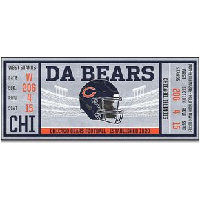 FANMATS 23115 Chicago Bears Ticket Design Runner Rug - 30in. x 72in. | Sports Fan Area Rug, Home Decor Rug and Tailgating Mat