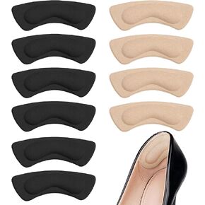 Silicone Heel Grips (5 Pairs), Heel Pads for Shoes Too Big Women & Men, Self-Adhesive Shoe Heel Grips, Filler Improved Shoe Fit and Comfort, Stop Heel Slip and Blister (Black+Pale Apricot)