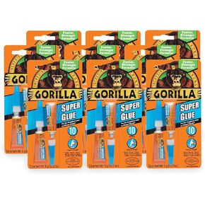 Gorilla Super Glue, Two 3 Gram Tubes, Clear, (Pack of 2)