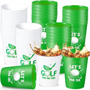 ZOIIWA 48 Pcs Golf Party Cups Let's Par-Tee Plastic Cups Reusable Plastic Tumblers Party Supplies Sports Golf Ball Plastic Drinking Cups 12oz Party Decor for Kids Birthday Golf Gifts School Favors