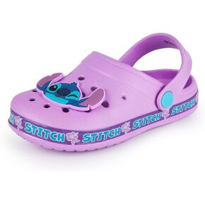 Disney Lilo & Stitch Girls Clogs |Kids Slip On Footwear with Stitch Novelty Charms in Pink Sandals Sliders Adjustable Strap