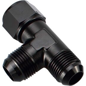 -3 AN Male Flare Tee Fitting with AN3 Female Swivel on Run Adapter Aluminum Black