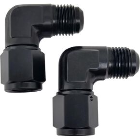 YSIL 10AN Male Flare to 10AN Female 90 Degree Swivel Hose Union Elbow Fitting Adapter Aluminum Black 2PCS