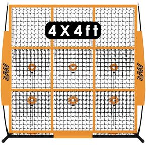 شبكة رمي MR 9 فتحات مقاس 4 × 4 أقدام، هدف رمي محمول مع 9 منطقة ضرب للجيب، معدات تدريب شبكة البيسبول أو الضرب، رمي مع حقيبة حمل، رائعة لجميع مستويات المهارة in Kuwait