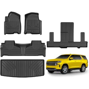 Floor Mats for Chevrolet/Chevy Tahoe/GMC Yukon 7 Seater 2024-2021 4Pcs All Weather Tahoe/GMC Yukon Floor Mat for Chevrolet Tahoe/GMC Yukon Accessories 2024-2021