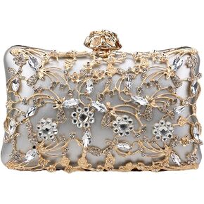 RomanticDesign Women Trendy Evening Clutch Luxury Handbag with Rhinestone for Wedding Party Prom Banquet