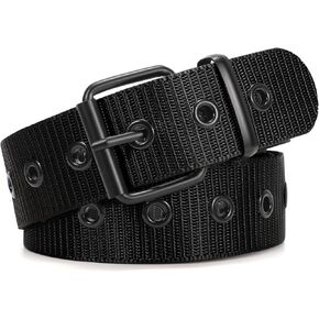 SUOSDEY Grommet Nylon Belt for Men Web Belt for Jeans Nylon Men Belt with Metal Buckle