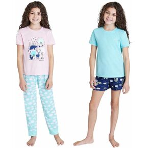 Eddie Bauer Kids 4 Piece Mix & Match Sleep Set (X-Small 5/6, Soft Pink)