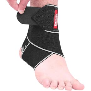 Beskey Ankle Brace Support Adjustable Breathable Elastic Nylon Material Fit for Most Size Use for Sports (Blue 1pcs)