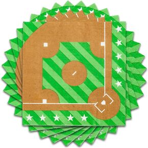 Fun Express Baseball Lunch Napkins - Party Supplies - 16 Pieces