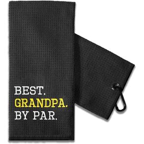 TOUNER Funny Golf Towel Gift for Dad, Retirement Gifts for Men Golfer, Funny Golf Towel for Men, Embroidered Golf Towels for Golf Bags with Clip (Best Grandpa)