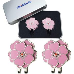 2PCS Flower Golf Ball Marker with Golf Hat Clip for Your Friend Magnetic Golf Ball Markers Golf Gifts for Women Golf Marker Magnet