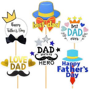 18 pcs Father's Day Cake Toppers Set Best Dad Ever Happy Father's Day Cupcake Picks Party Supplies for Dad's Birthday Father's Day Celebration (style 1)