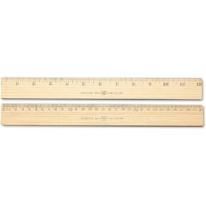 Westcott Wood Ruler Measuring Metric and 1/16 " Scale With Single Metal Edge, 30 cm (10375)
