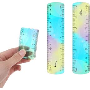 2Pcs Flexible Ruler, 15cm/6inch Plastic Ruler Shatterproof Straight Edge Ruler Color Bendable Soft Ruler for Classroom Office Stationary Supplies in Kuwait