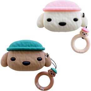 【2 Pack】 Lubiogio 3D Cute Chef Kirby+Pink Kirby Case with Cleaner Kit,Anime Character Funny Design Kawaii Soft Silicone Girls Boys Teen Kids Phone Case for Airpods 3rd 2021