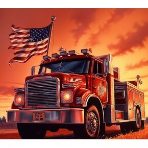 Paint by Numbers for Adults firefighter fire truck american flag(ST5) Adult Paint by Number for Wall Decor Paint by Numbers for Adults Beginner 16x20inch Landscape Oil Painting Kits Gift for Kids