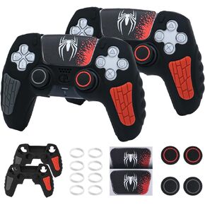 ECHZOVE PS5 Controller Cover Case, Anti-Slip Silicone Cover Skin for PS5 Dual Sense Controller with Thumb Grip Caps, Joystick Protectors and Cover Wrap Sticker(2 Packs)