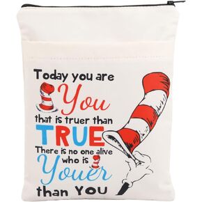BWWKTOP Dr Cat Book Sleeve With Pocket Book Cat Fans Gifts Today You Are You That Is Truer Than True Book Covers Bookish Gift Book Protector (Truer Than True)