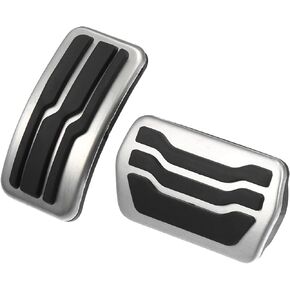 X AUTOHAUX 2 Pcs Accelerator Pedal and Brake Pedal Cover Set Car Pedal Pad Vehicle Pedal Cover for Ford Escape 2001-2022 Metal Rubber Silver Tone Black