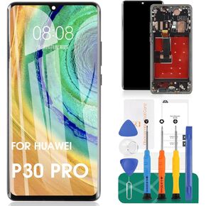 OLED for Huawei P30 Pro Screen Replacement LCD Display for VOG-L29 VOG-L09 VOG-AL00 VOG-TL00 Touch Screen Digitizer Assembly Replacement Repair Parts with Frame（Support Fingerprints）
