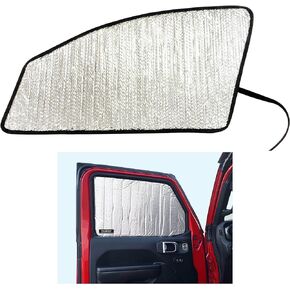 YelloPro Side Window Front Seat Reflective Sunshade Custom Fit for 2018 2019 2020 2021 2022 2023 2024 Jeep Wrangler, Unlimited JL, Sport, Sport S, Sahara, Rubicon 2 Door 4Dr, UV Reflector(2pcs)