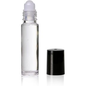 10 Ml (1/3 Oz) Plain Roll on Bottles W/ball & Black Caps- Pack of 12