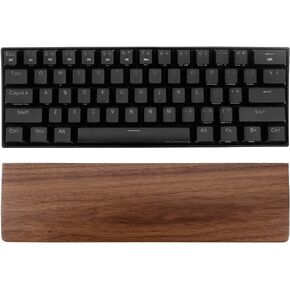 Linkidea Wooden Keyboard Wrist Rest for 61Keys 60% Compact Keyboard, Compact Gaming Mechanical Keyboard Wrist Rest Hand Palm Pad, for Office, Computer, Laptop Typing, Gaming (Black Walnut)