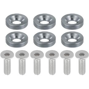 Motoforti Universal Finishing Countersunk Fender Bumper Washers, Gasket Screw Engine Bay Fastener Kit for Car Motorcycle Mechanical RC Parts, M6, Durable, Aluminum Alloy, Black, 6pcs