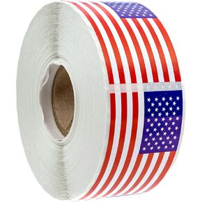 SBLABELS 500 Weather Resistant American Flag Stickers (Perforated) / Outdoor American Flag Stickers / 2.125" x 1.25" USA Patriotic Stickers