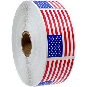 SBLABELS 500 Weather Resistant American Flag Stickers (Perforated) / Outdoor American Flag Stickers / 2.125" x 1.25" USA Patriotic Stickers