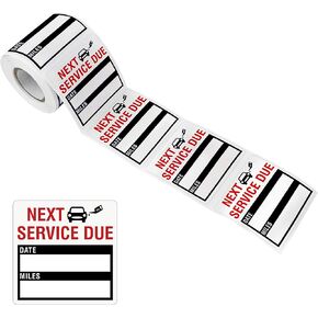 300 PCS Oil Change Reminder Stickers, Waterproof/Tear Resistant Residue-Free Auto Maintenance Service Due Reminder in Roll with Perforation Line (Each Measures 2" X 2", Black)