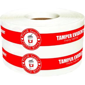 Safe Secure Tamper Evident Seals for Christmas Drink Beverage Lids 1" x 9" Sealed for Freshness Labels Food Delivery Safety Stickers for Coffee Milk Tea Ice Cream Seal 250pcs