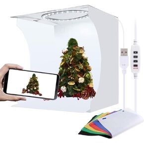 PULUZ Mini Photo Studio Light Box, Portable Folding Photo Light Box with 2 LED Panels and 6 Colors Backdrops,Light Box Photography for Small Size Products