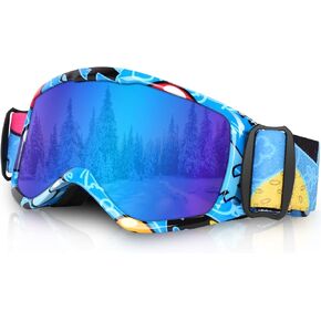 Micnaron Kids Ski Goggles, Snowboard Goggles for Boys Girls Youth, OTG Anti-fog Ski Goggles with Non-Slip Strap